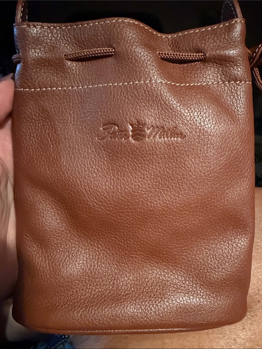Peter Millar tan leather valuables pouch